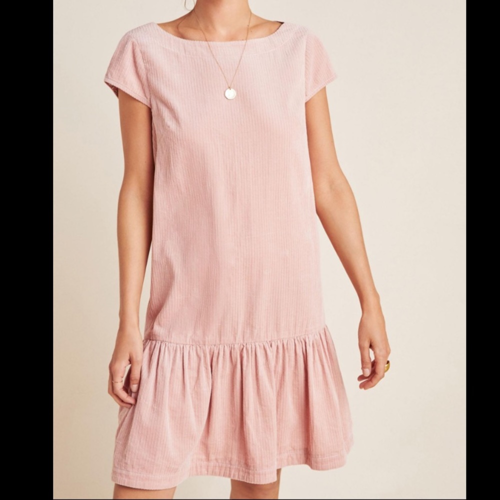 Anthropologie Blush Pink Mini Drop-Waist Dress